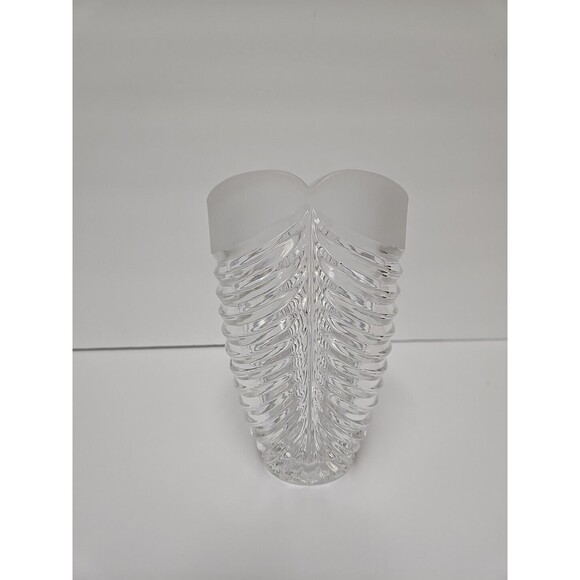 Vintage Mikasa Crystal Frosted Top Clear Swirl Vase Germany 24% Lead Crystal - Picture 4 of 8